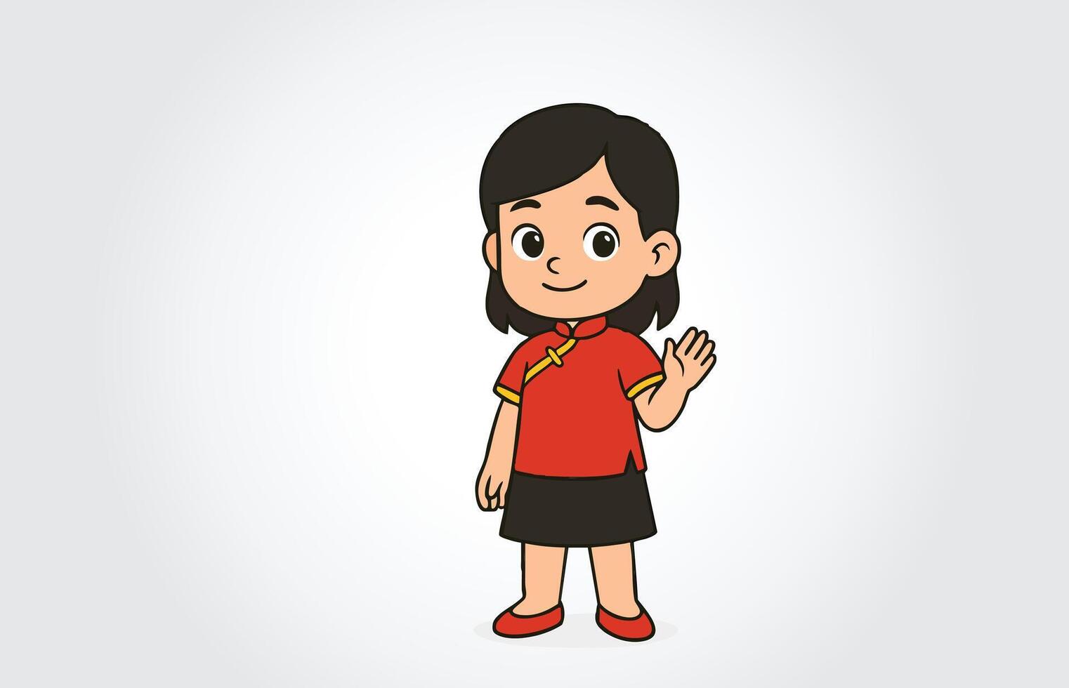 Chinese Girl Cartoon Character Template vector