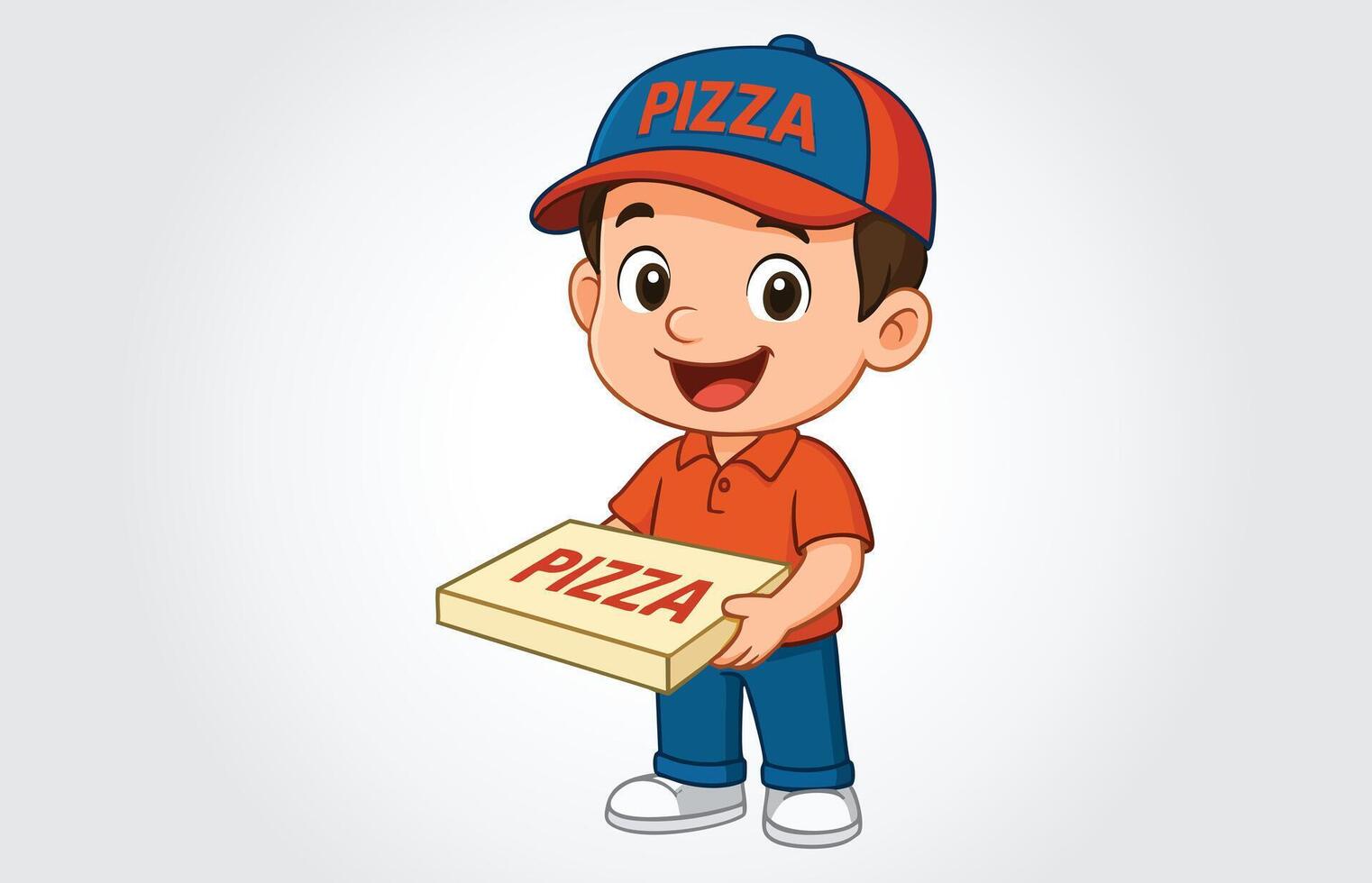 Kids Pizza Boy Cartoon Character Template vector