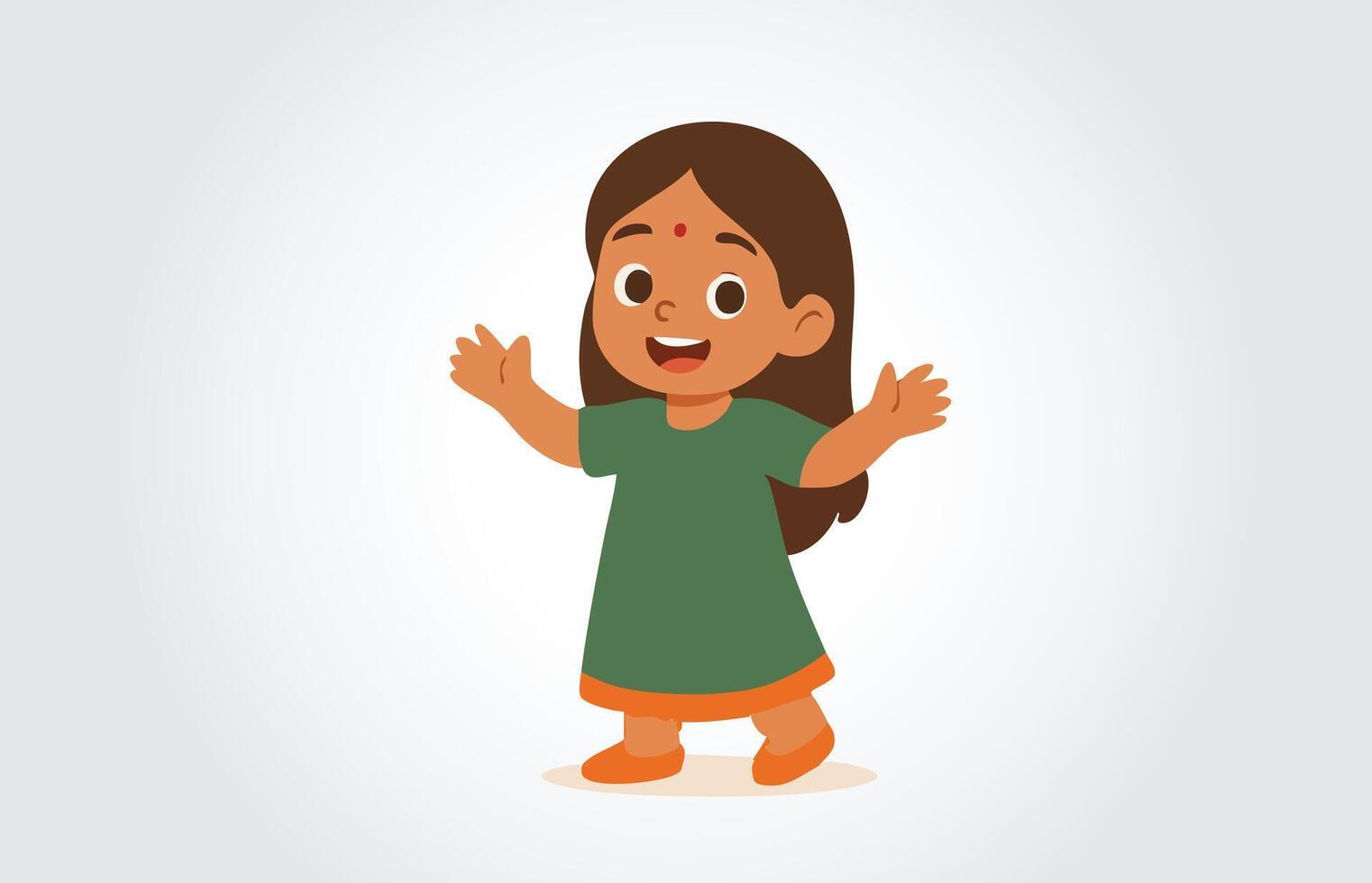 Happy Indian Girl with Open Arms vector