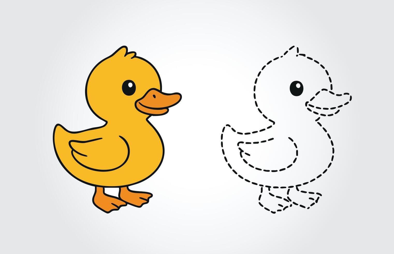 Kids book Duck Tracing Illustration Template vector