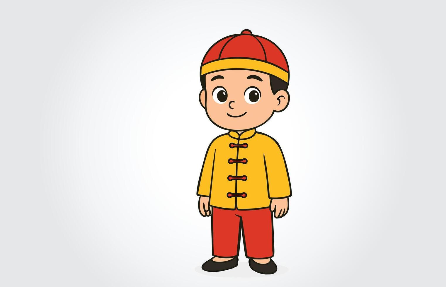 Chinese Boy Cartoon Character Template vector