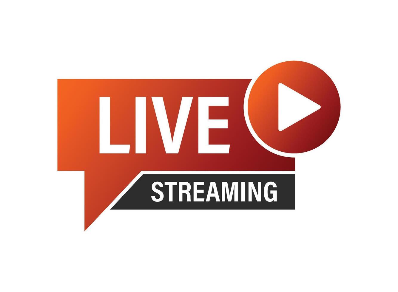 Live streaming logo with a red and orange button vector