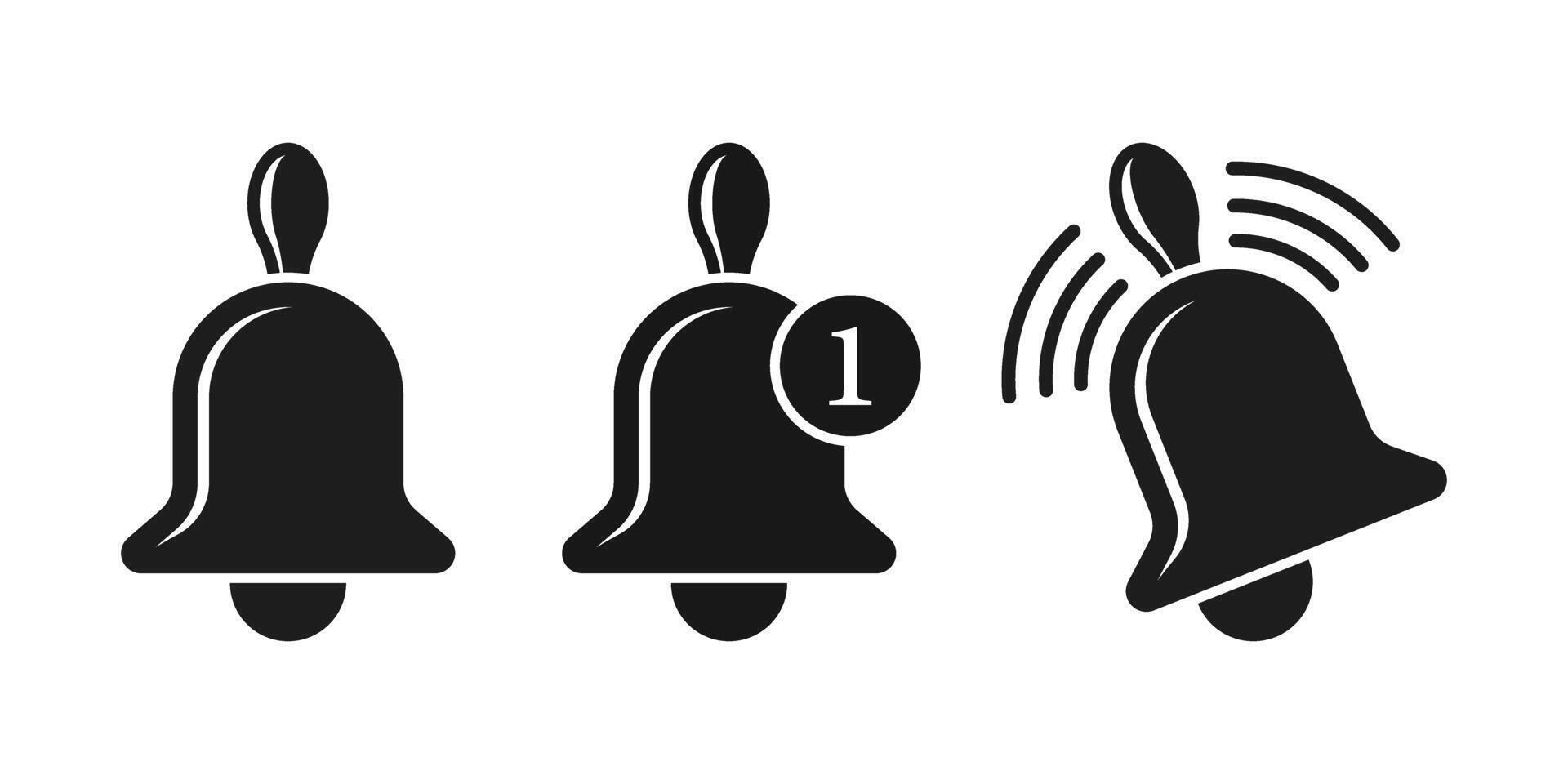 Three black and white images of a bell vector
