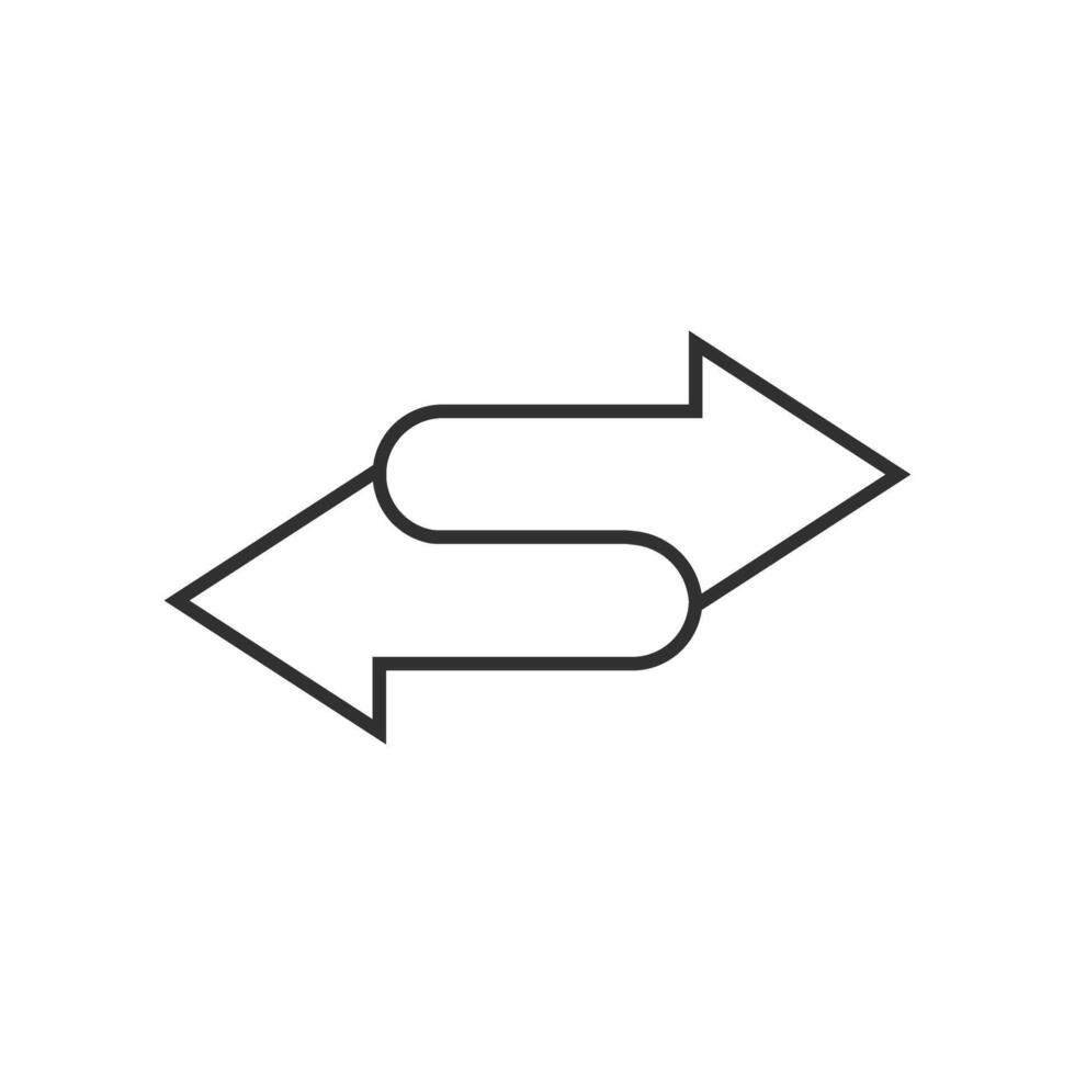 Two arrows pointing in opposite directions, one pointing to the left and the other pointing to the right vector