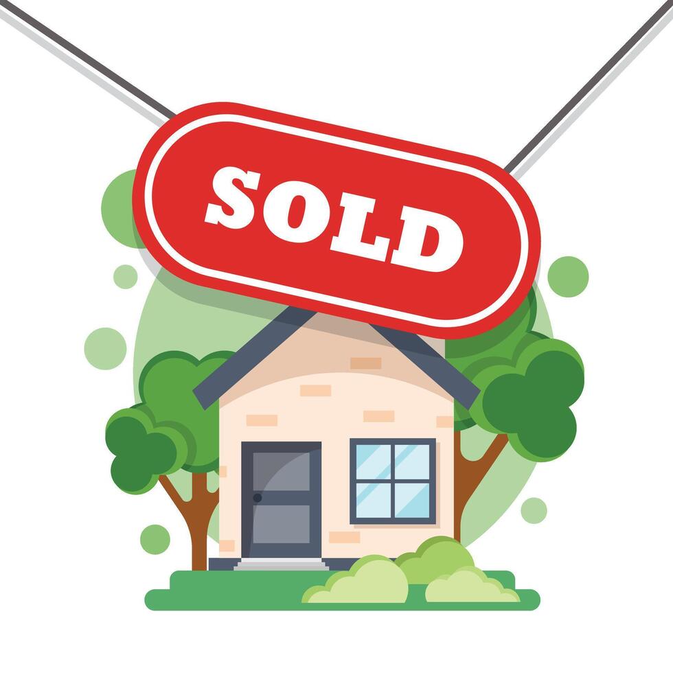 A house with a sold sign on it vector
