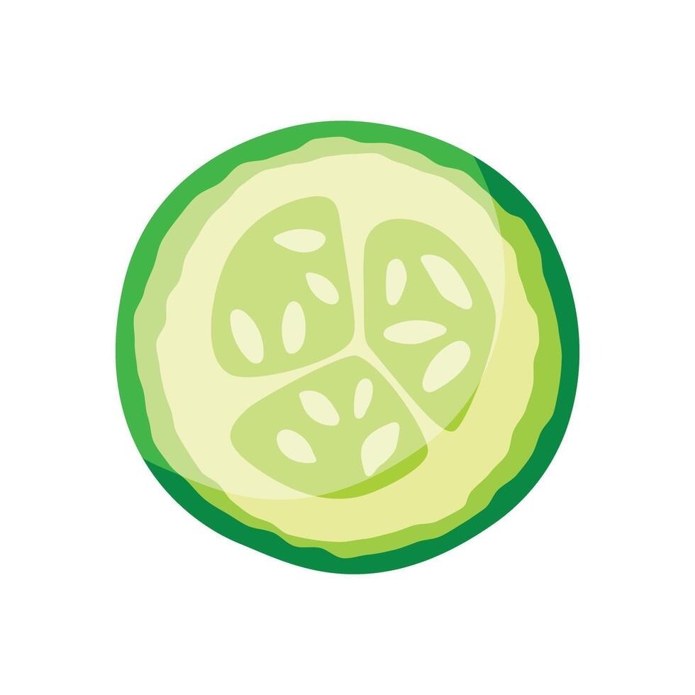 A slice of cucumber is shown on a white background vector