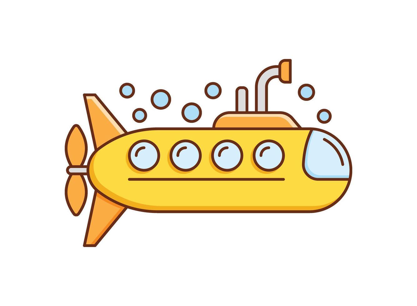 A yellow submarine with bubbles on it vector