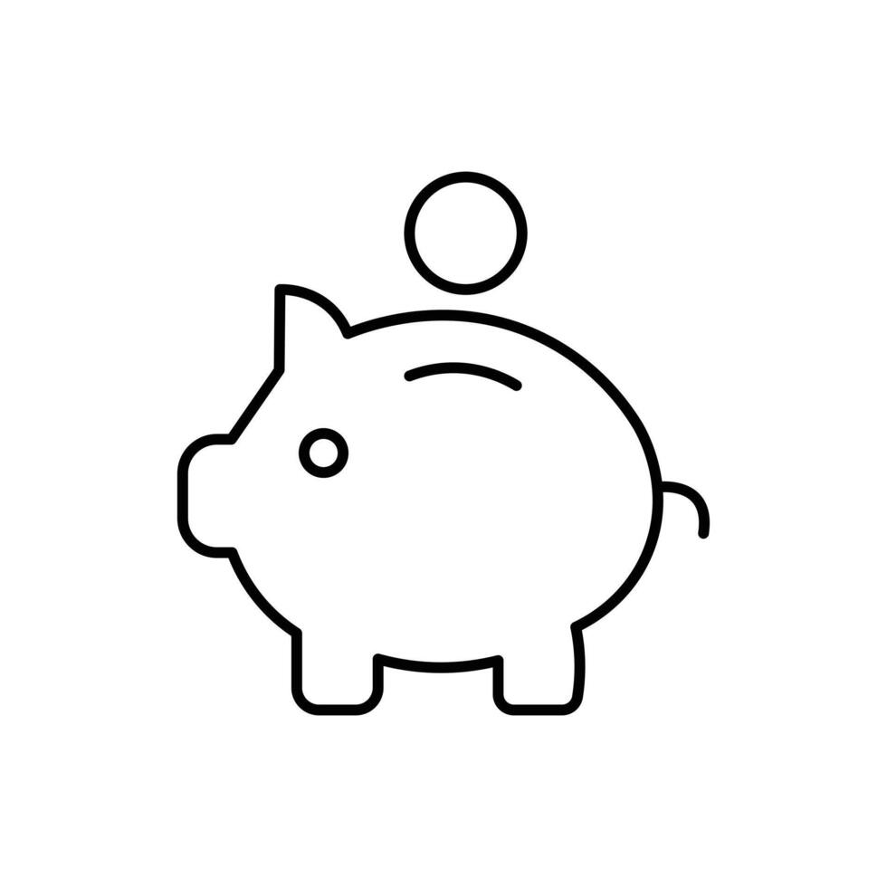 Piggy bank line icon isolated on white background vector