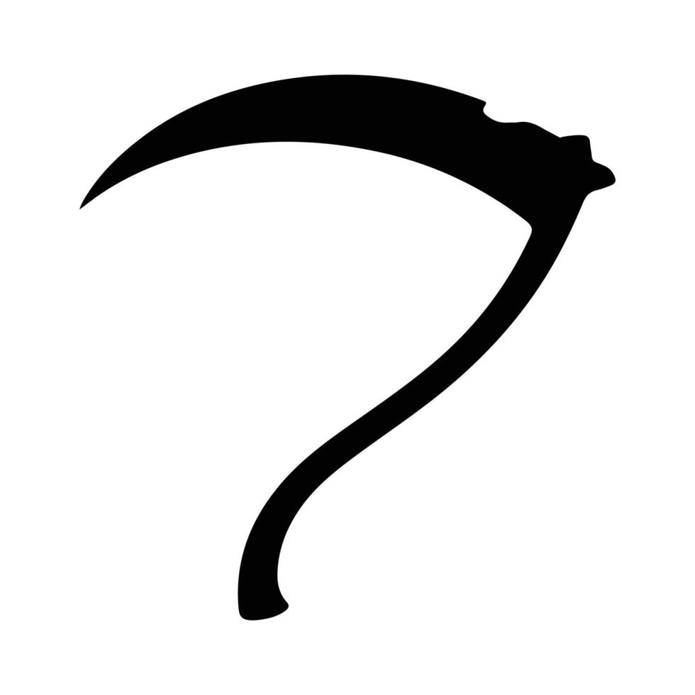 Scythe icon, Halloween symbol or logo. Death character graphic design elements, isolated on white background, used for Harvesting Crops, Death signs, Halloween or agricultural themes. vector