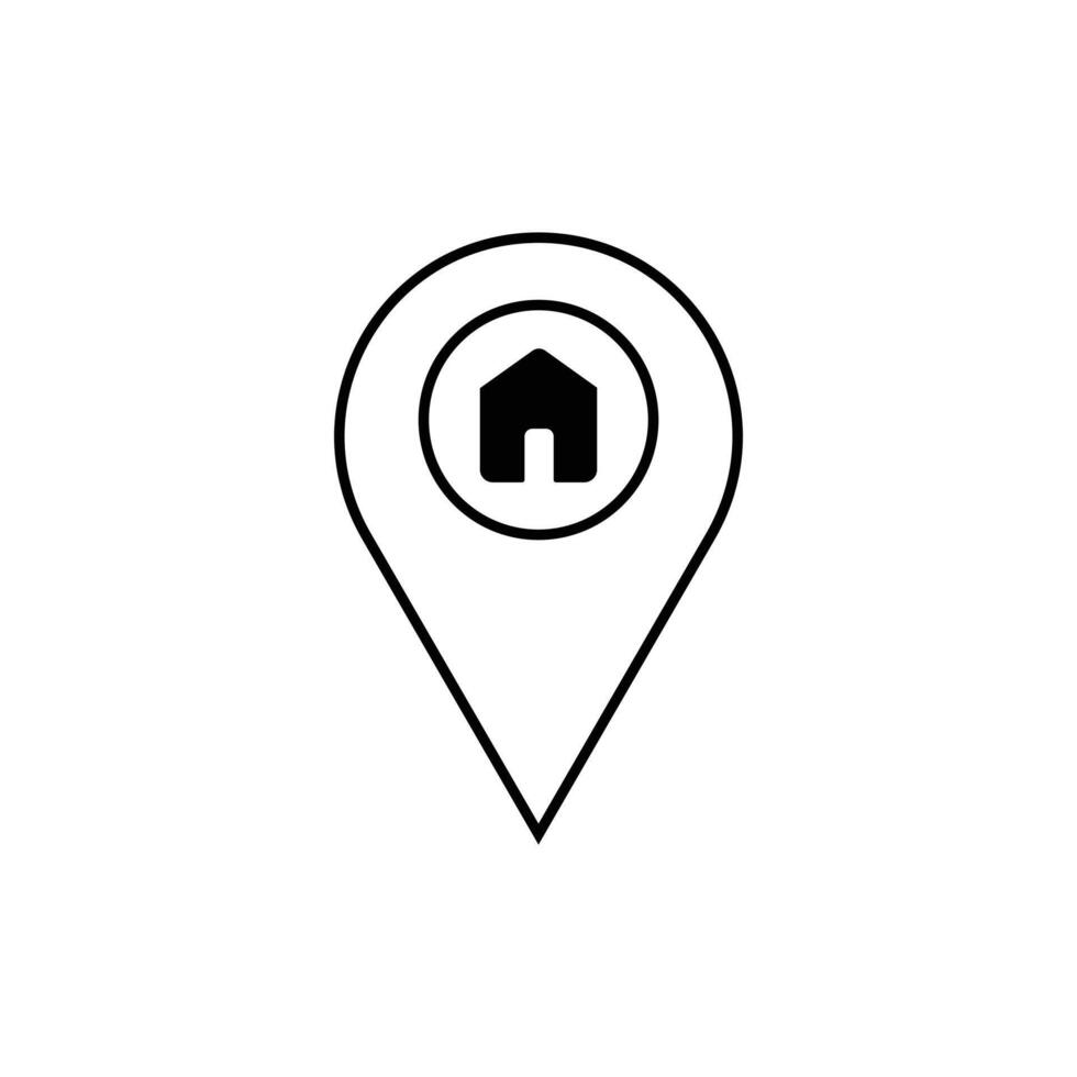 Simple location marker with house icon for real estate. vector