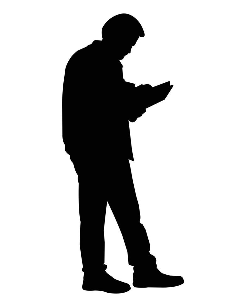 Silhouette of a Person Reading a Book illustration vector
