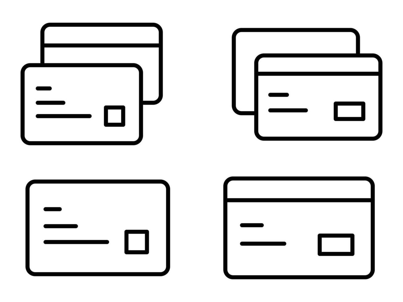 Credit card or debit card line icon set isolated on white background vector