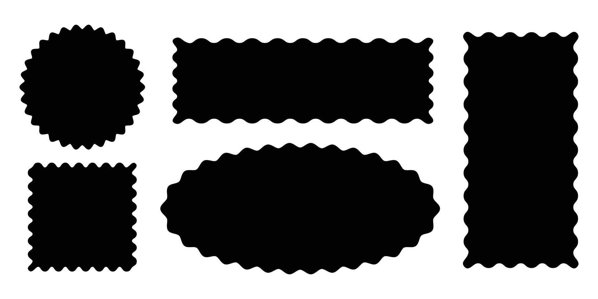 Collection of wavy shape edgy wave frame illustration. vector