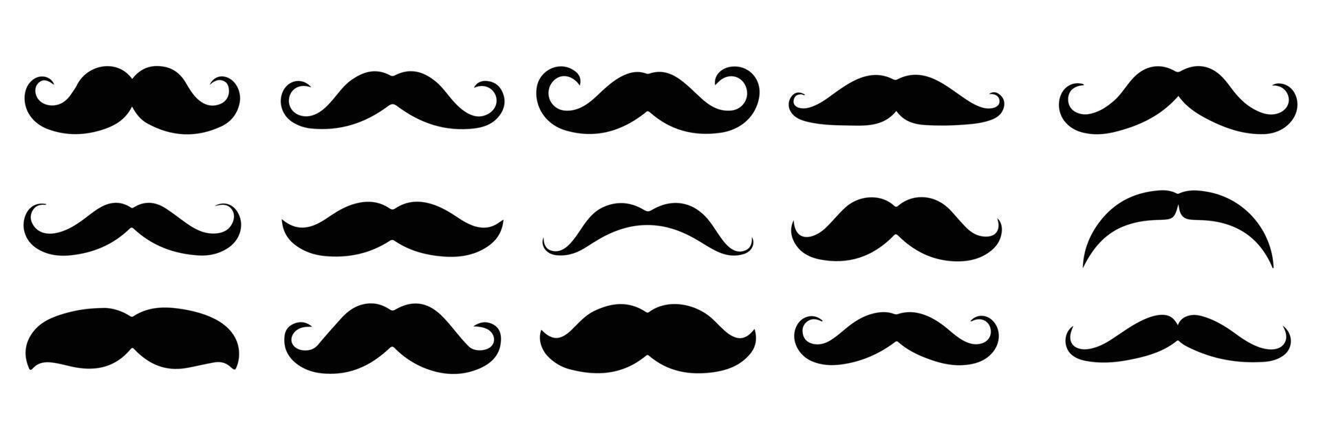 Mustache icon collection. Set of black man mustache icons vector