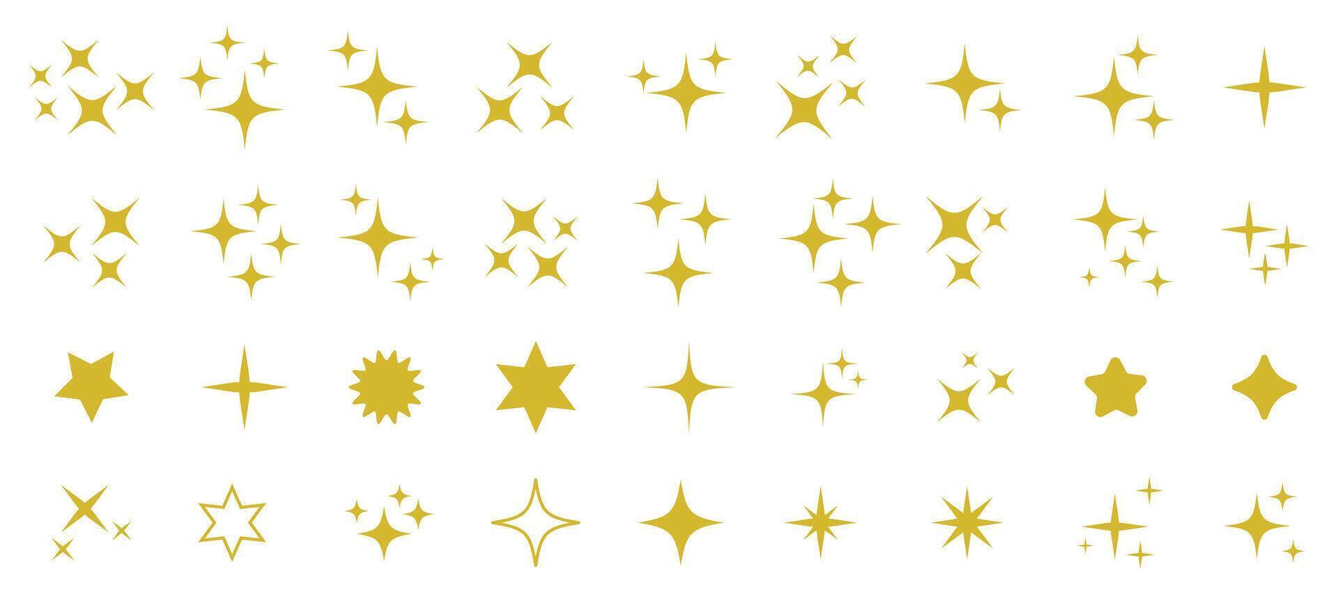 Shining sparkling stars black symbols. Monocchrome flash effect illustration vector