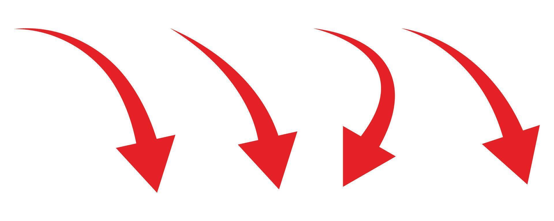 Collection of red downward arrow symbol on white background vector