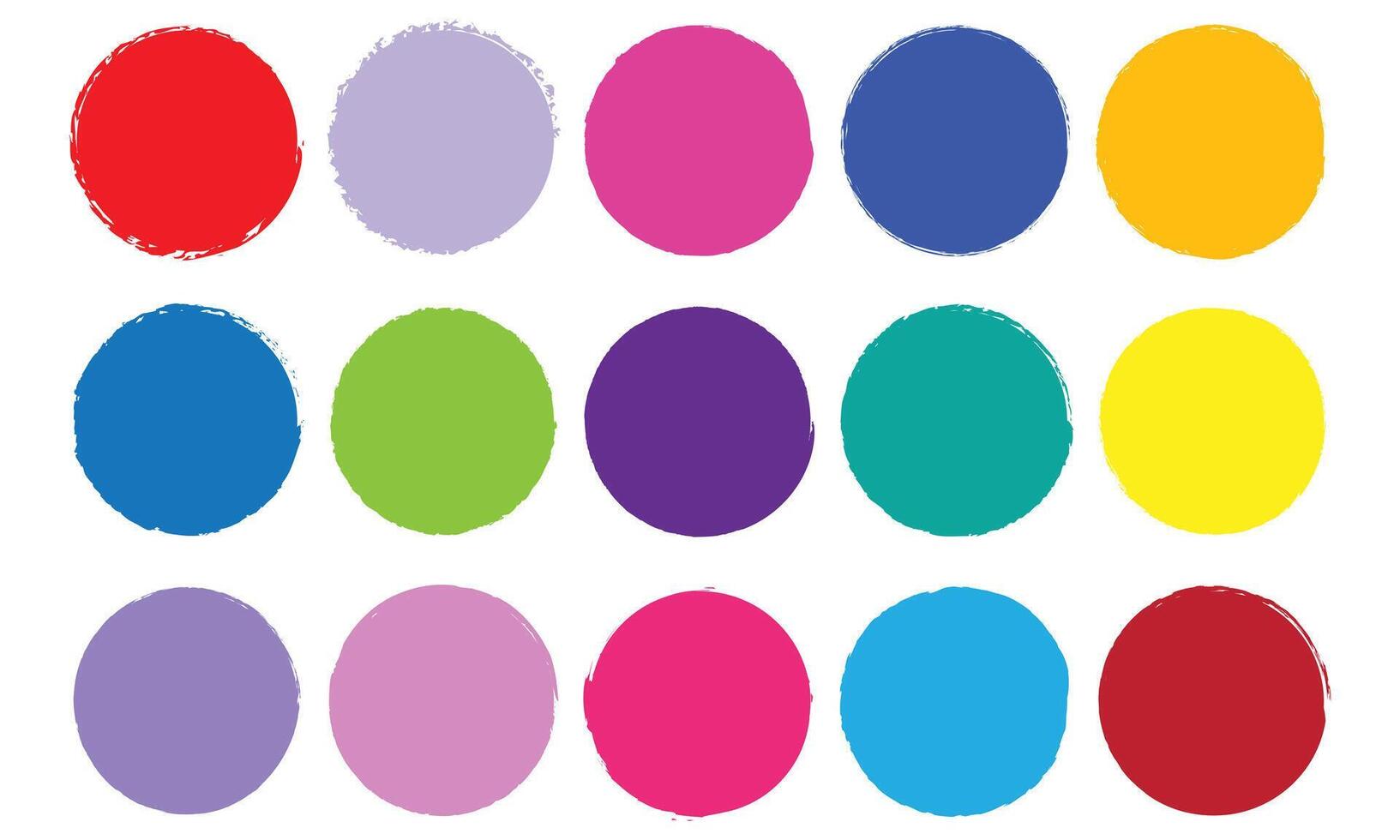 Collection of colorful round grunge circle brush stroke, brushstroke paint illustration. vector