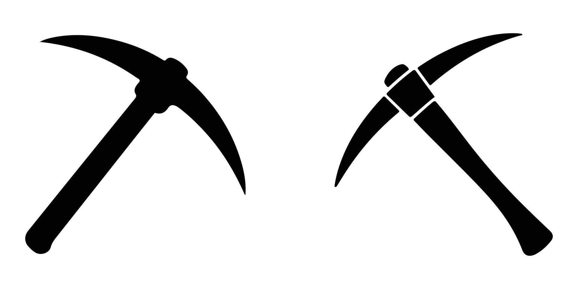 Pickaxe silhouette black white icon vector