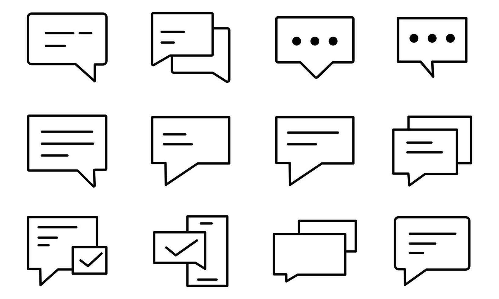 Collection of Line Art Speech Bubble icon on white background. communication line icon. Chat line icon vector