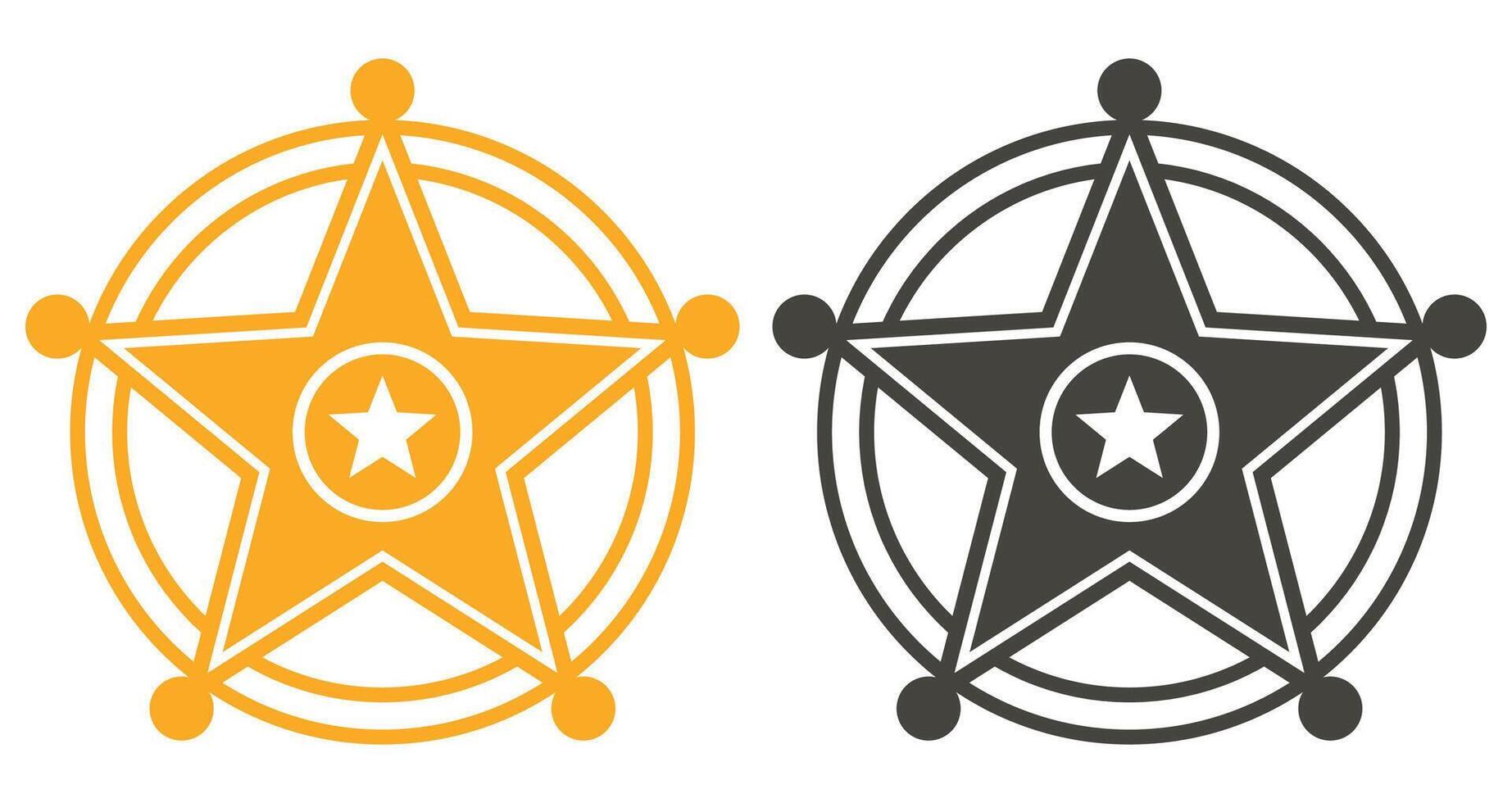 Sheriff badge flat icon set icon isolated on white background. vector