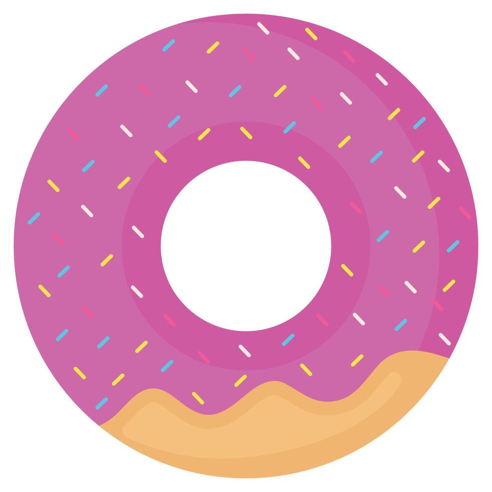 Strawberry donut icon illustration isolated on white background. vector