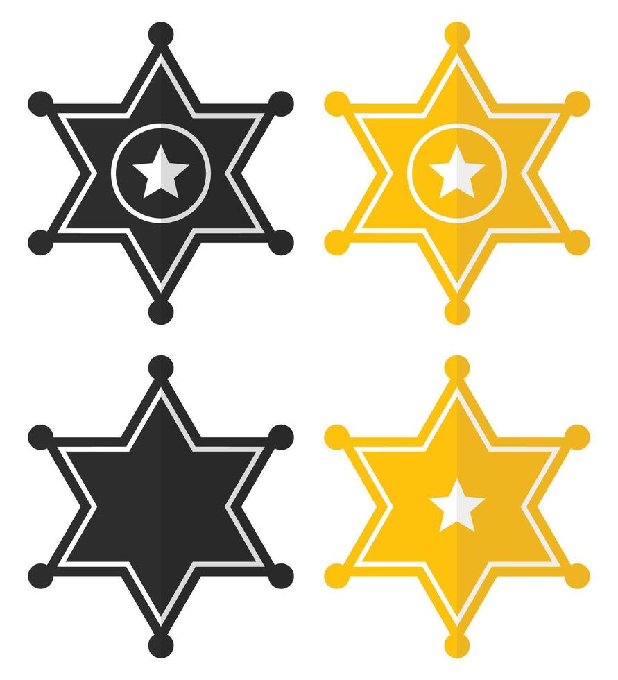 Sheriff star badge icons isolated on white background. vector