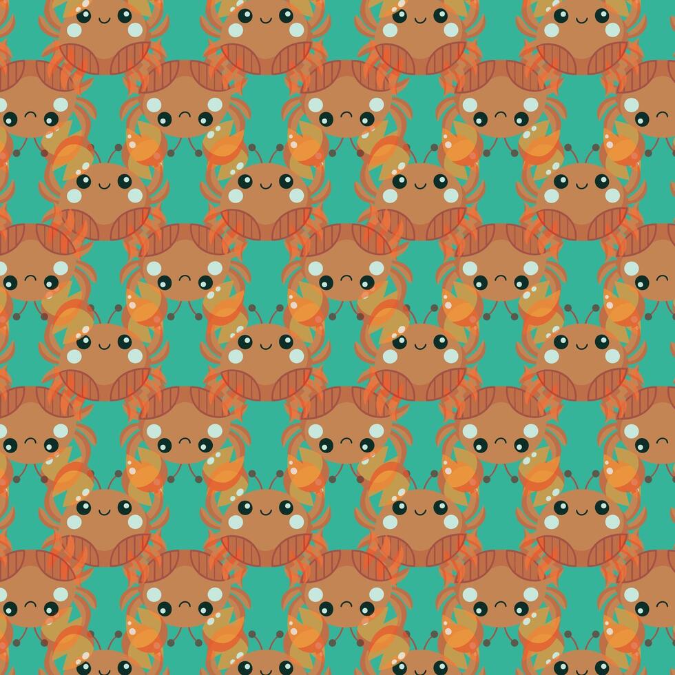 Adorable Cartoon Crabs and Bubbles Pattern on Turquoise vector
