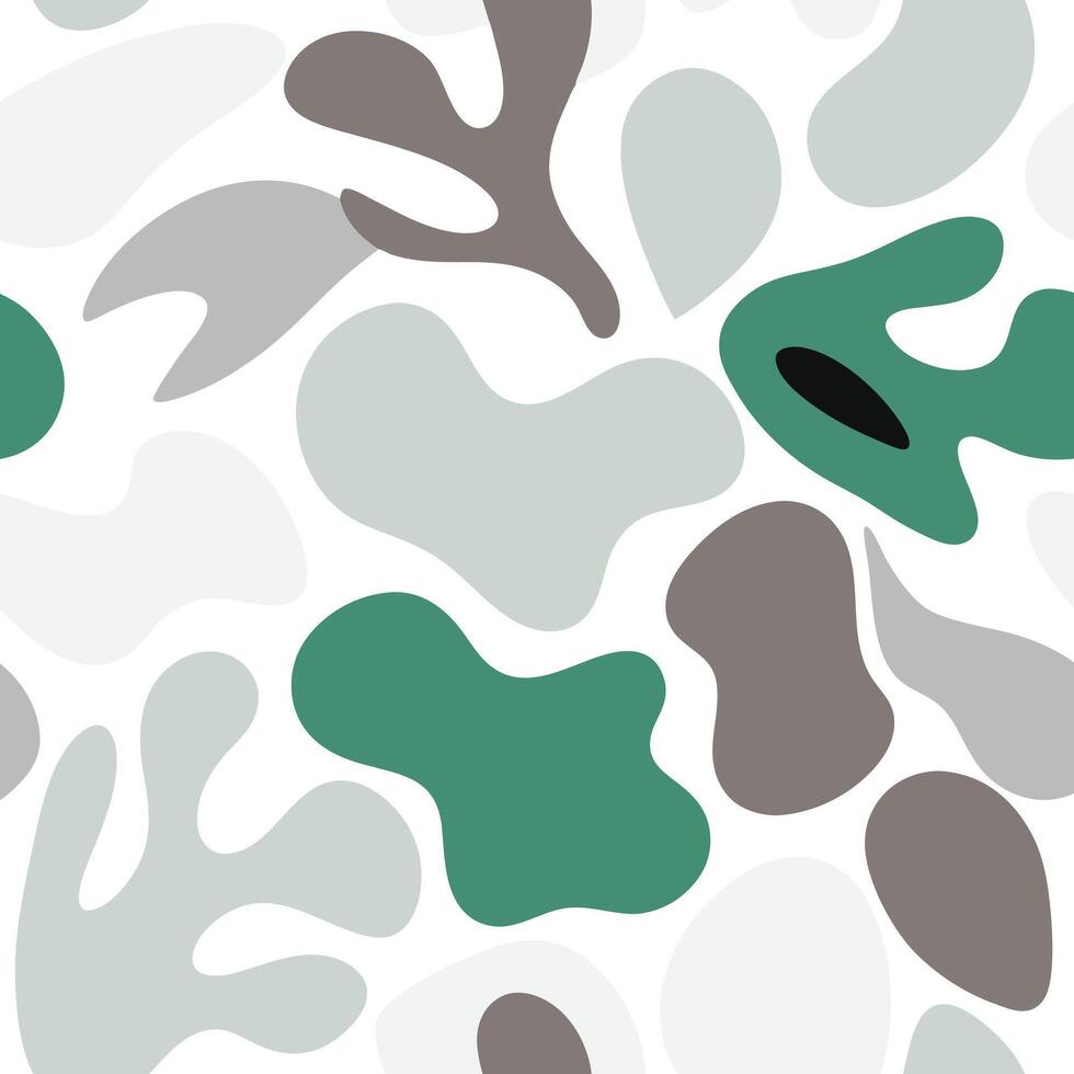 Abstract Organic Pattern Featuring Irregular Green Leaf and Blob Shapes vector