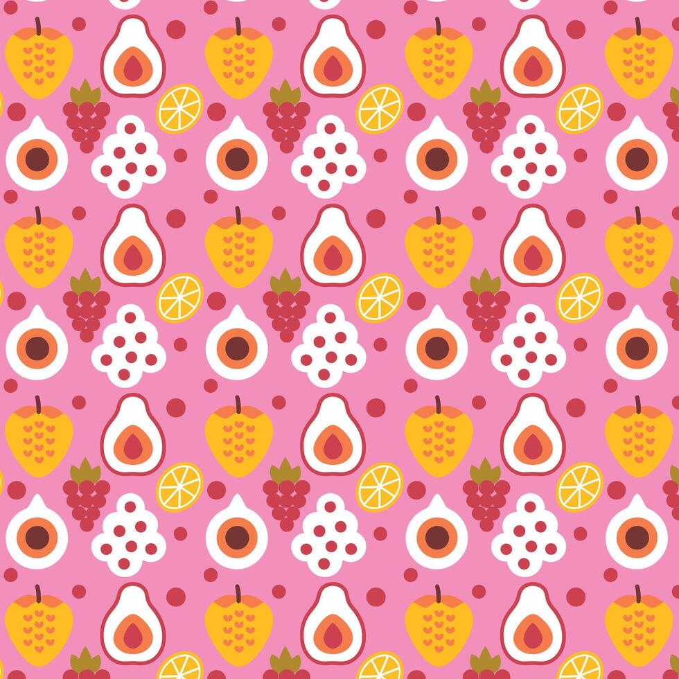 Fruit and pears on pink background vector