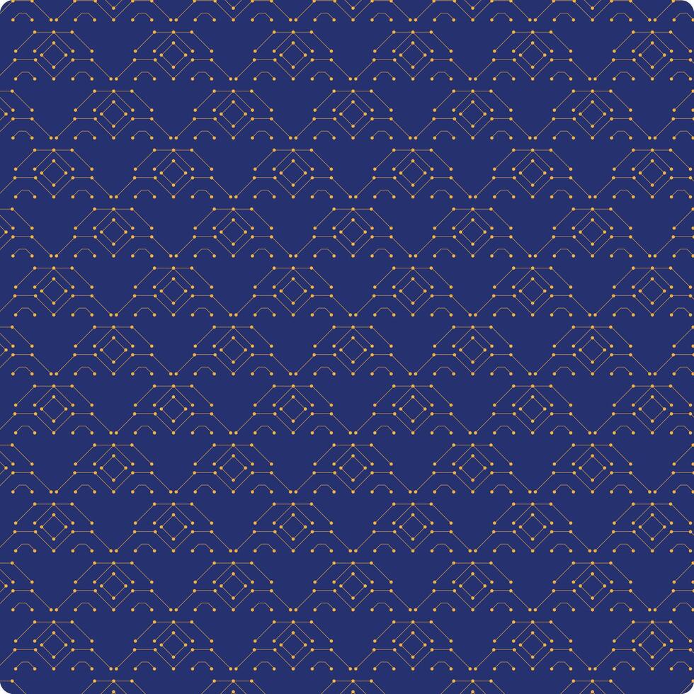 Intricate Geometric Pattern with Golden Dots on Blue Background vector