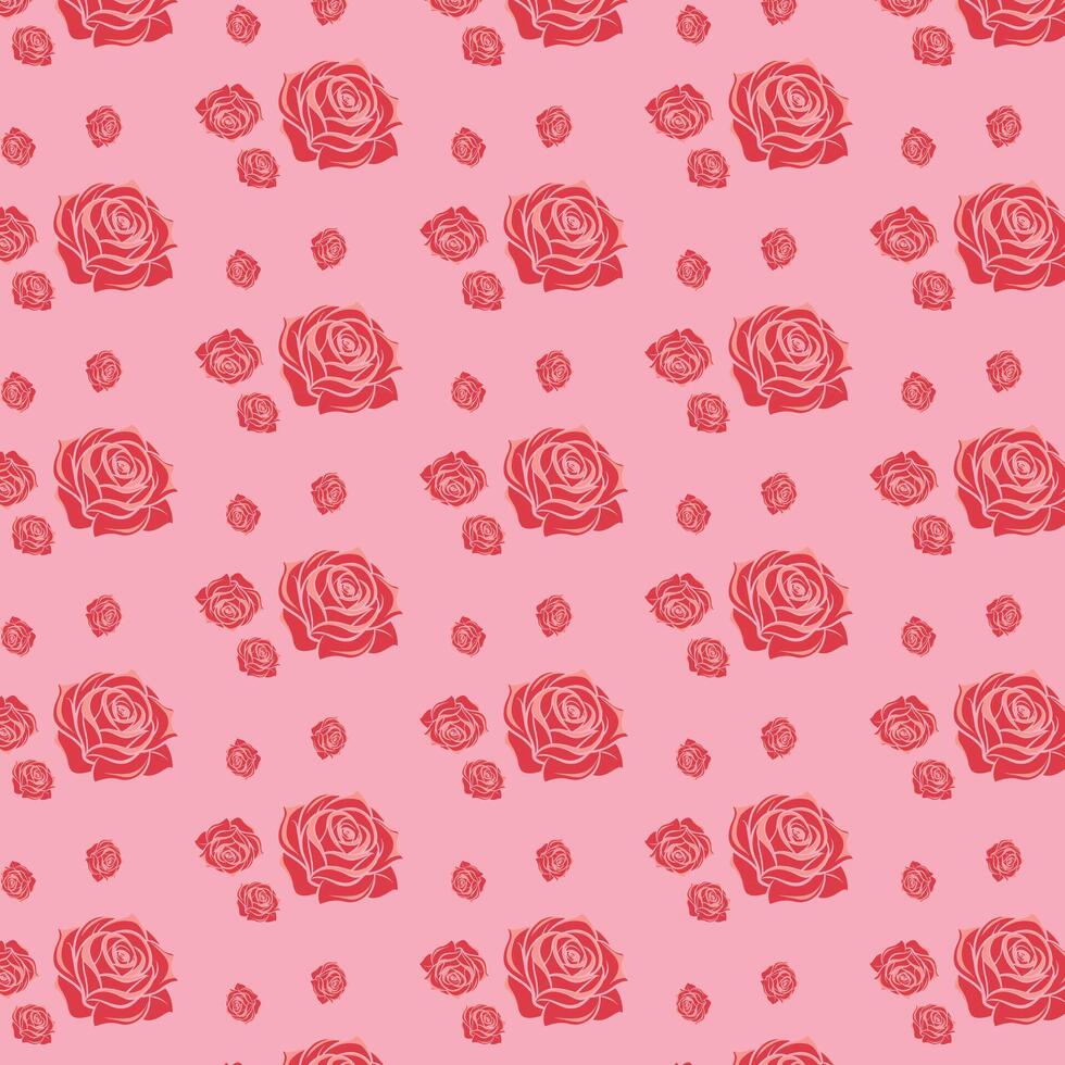 Elegant Seamless Pattern of Red Roses on Pink Background vector