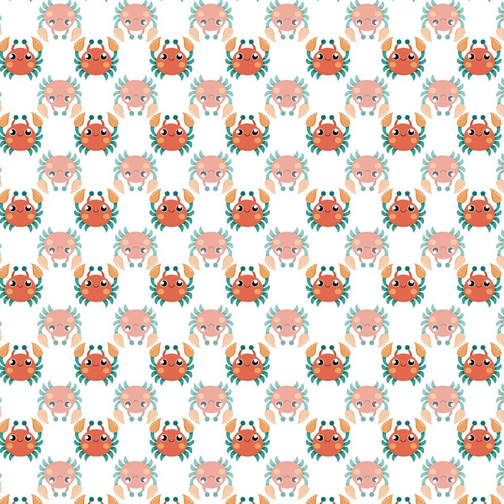 Playful Cartoon Crab Pattern with Red and Pink Crustaceans vector