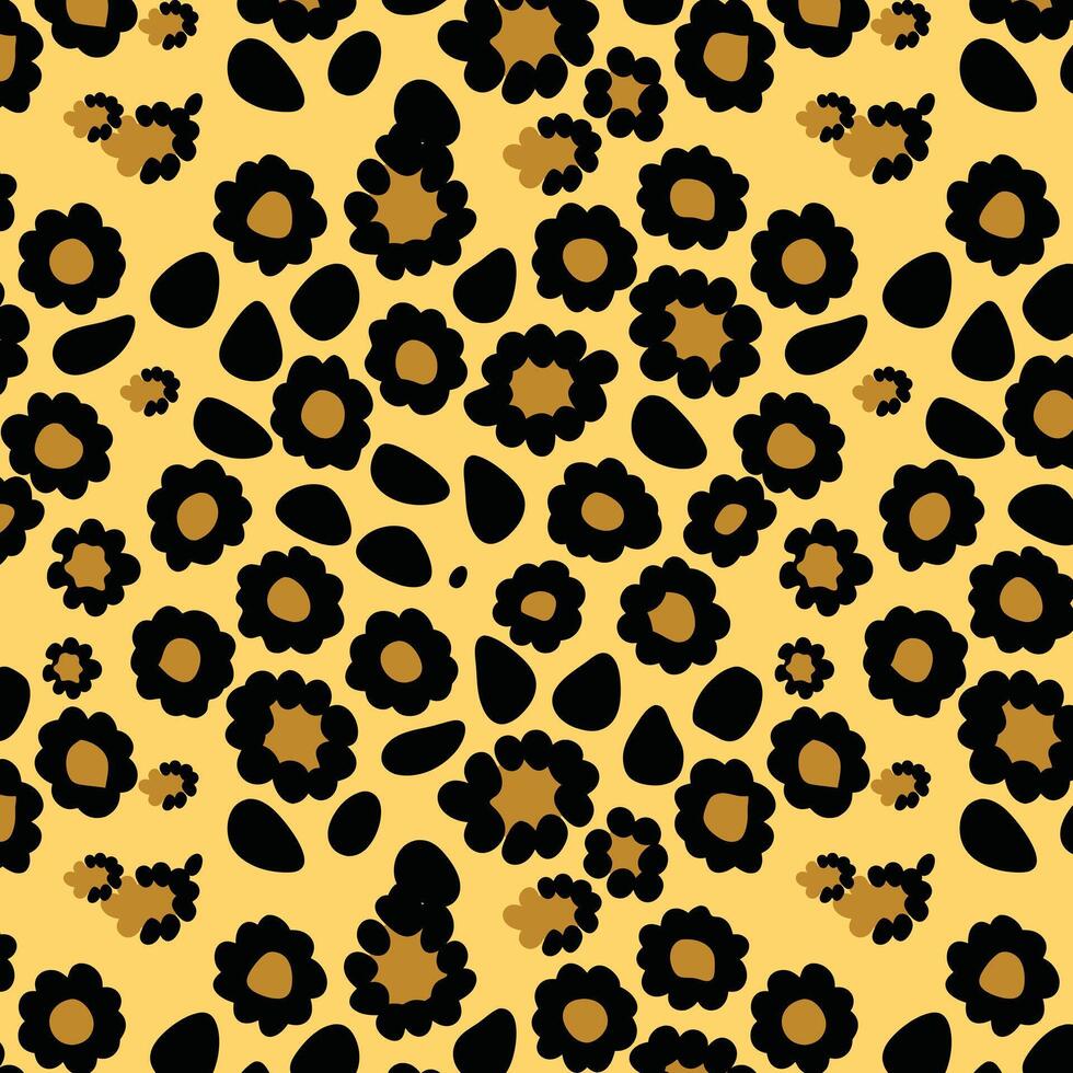 Elegant Floral-Inspired Seamless Pattern with Bold Yellow Backdrop vector