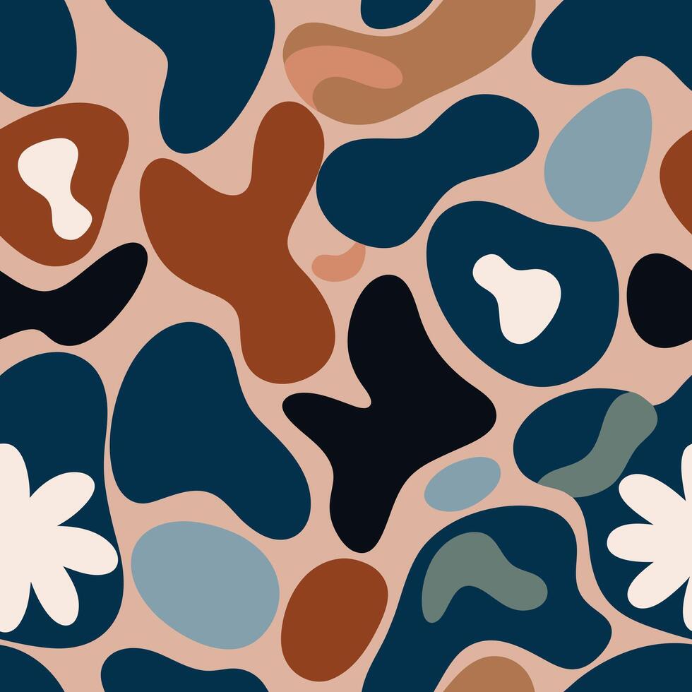 Dynamic Abstract Camouflage Pattern with Fluid Organic Shapes in Muted Hues vector