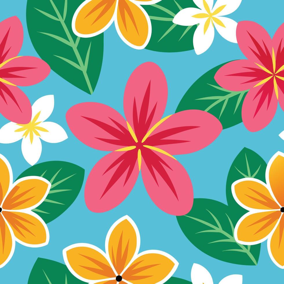 Lively Vibrant Floral Pattern Featuring Multicolored Blooms and Delicate Green Leaves vector