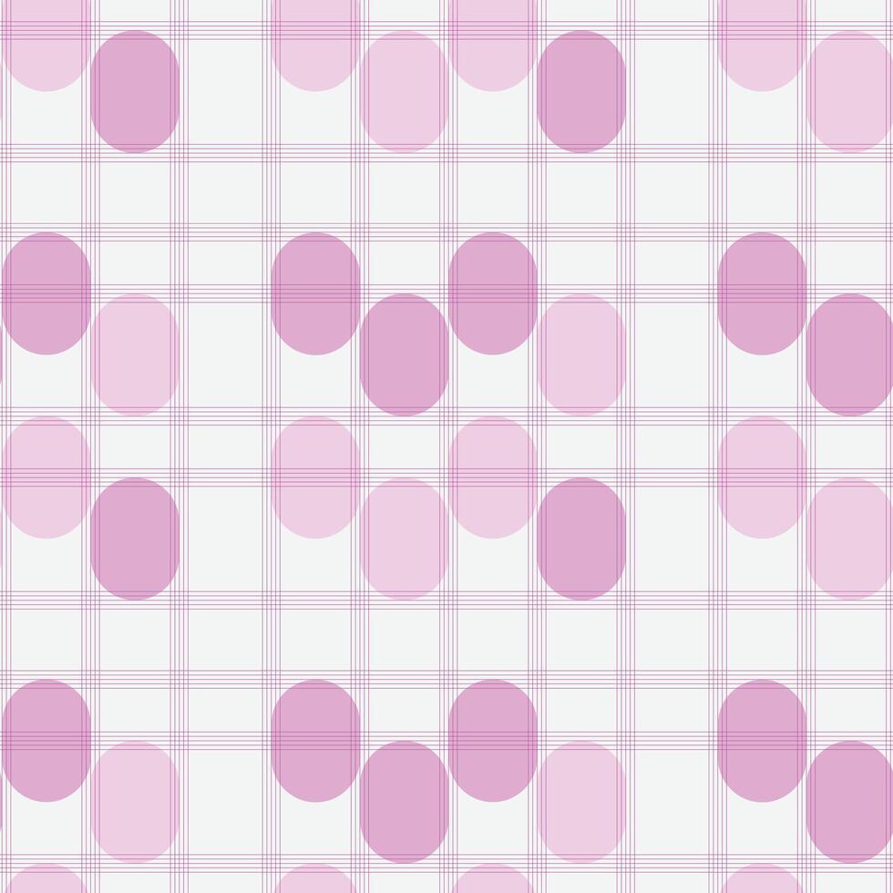 Intricate Pink Grid Design With Repetitive Circle Motif And Plaid Detailing vector