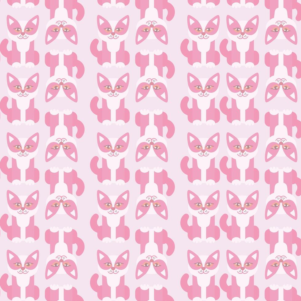 Cute Cartoon Cats in Pink and White Pattern vector