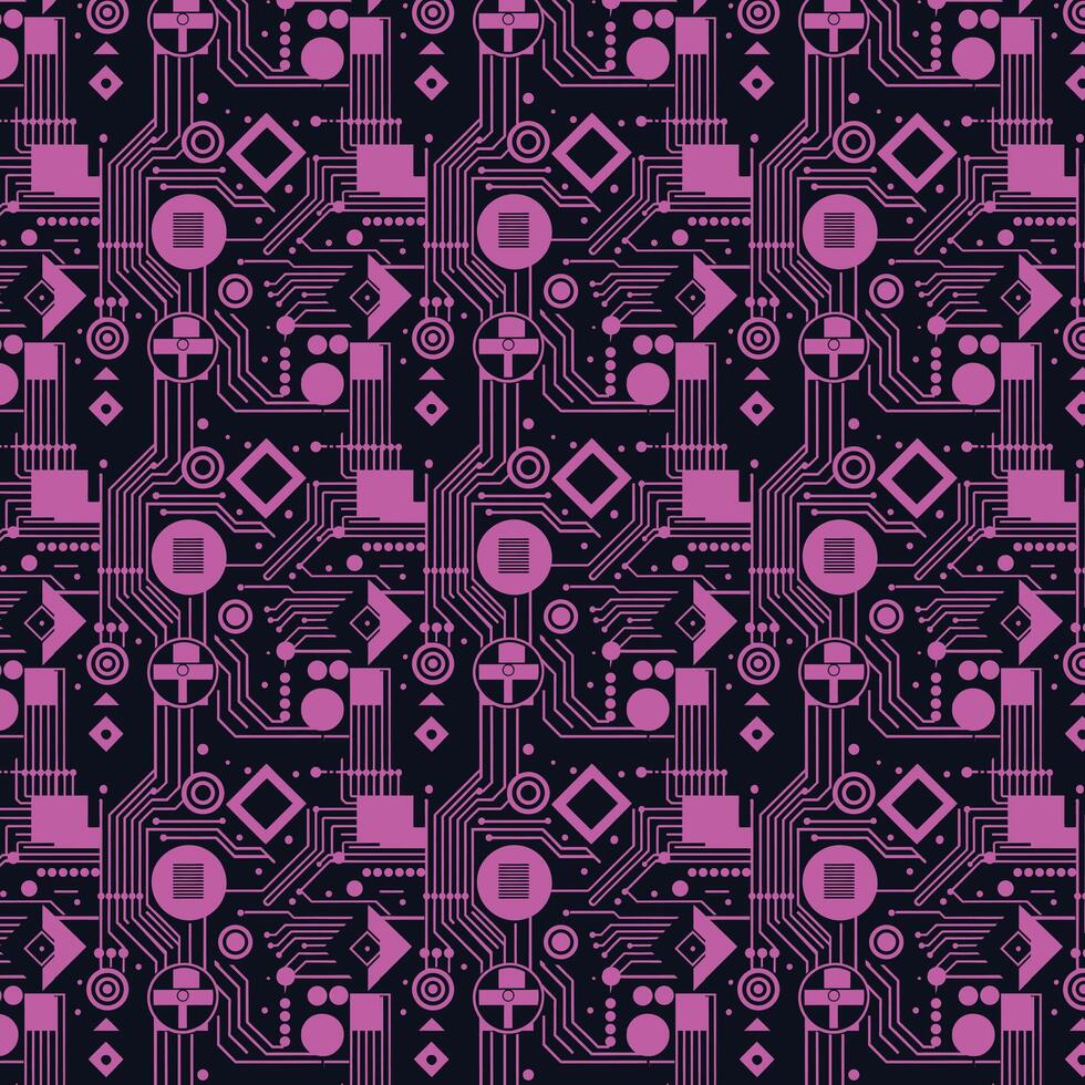 Futuristic Pink Circuit Board Pattern on Dark Background for Tech Designs vector