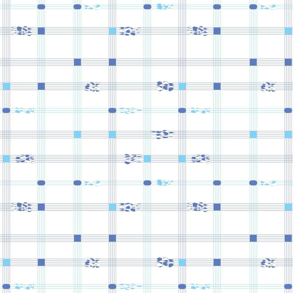 Intricate Blue and Light Blue Grid Pattern with Dot Clusters vector