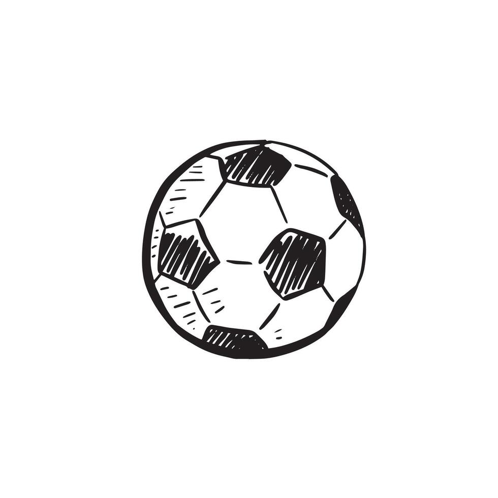 A hand drawn football in black and white sketch style. vector