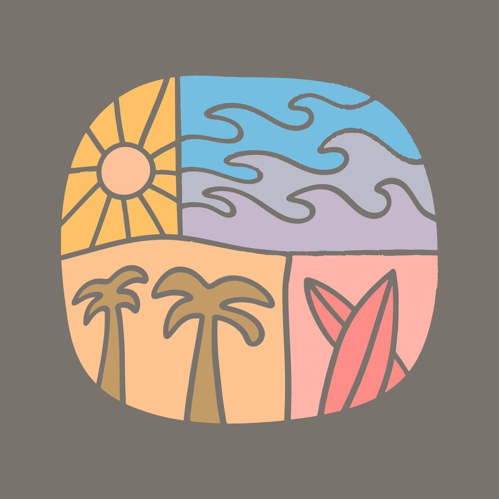 Hand drawing of summer beach vibes element for outdoor print vector