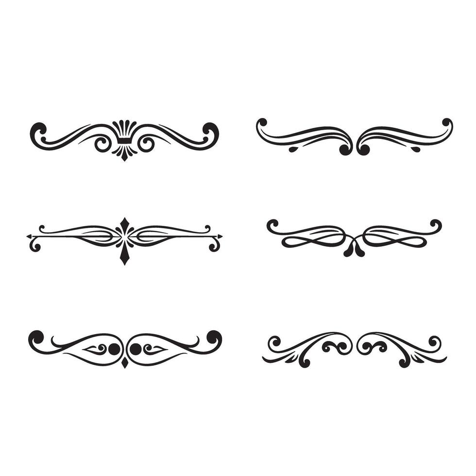 Collection of elegant black silhouette decorative border elements for invitations and designs on a white background vector