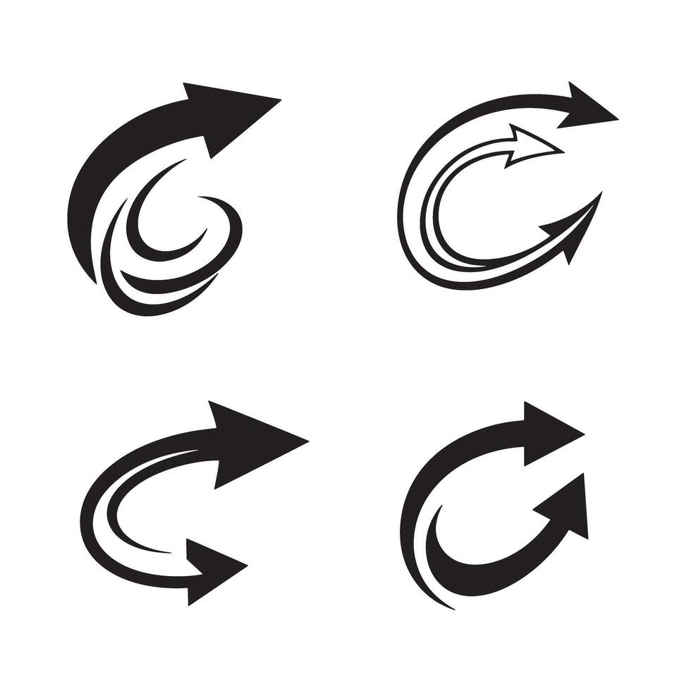 Four stylish and modern black arrow design elements on a white background used in various directions or concepts vector