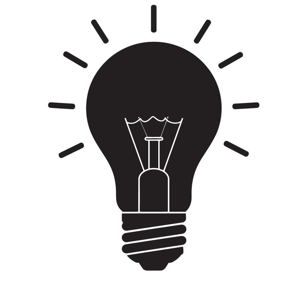 A simple black silhouette illustration of a light bulb symbolizing innovation and creative ideas for diverse projects vector