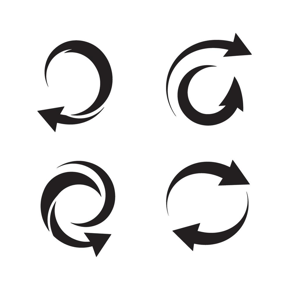 illustrations of diverse curved arrows in black silhouette design elements for various concepts vector
