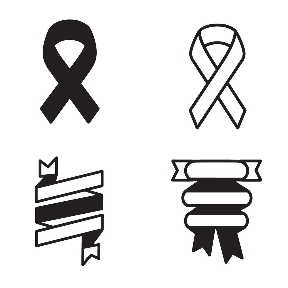 Simple ribbon and banner designs in silhouette style for awareness campaigns and decorative graphic elements vector