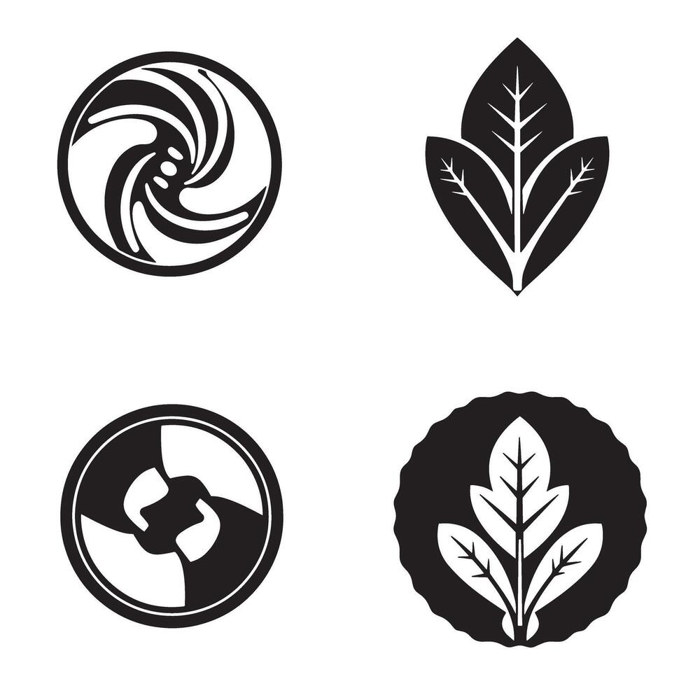 Decorative elements featuring organic and geometric circular shapes in a simple black and white minimalist design vector