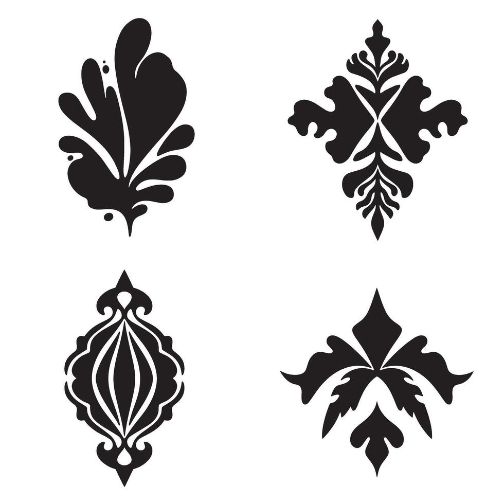 Elegant black and white ornaments featuring a floral inspired aesthetic for graphic design projects and decorative elements vector