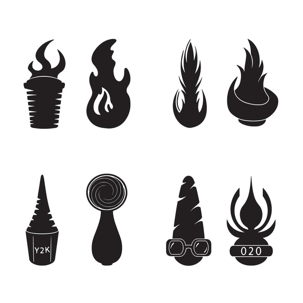 A collection of unique stylized black silhouettes in minimalist and modern design for creative illustration projects vector