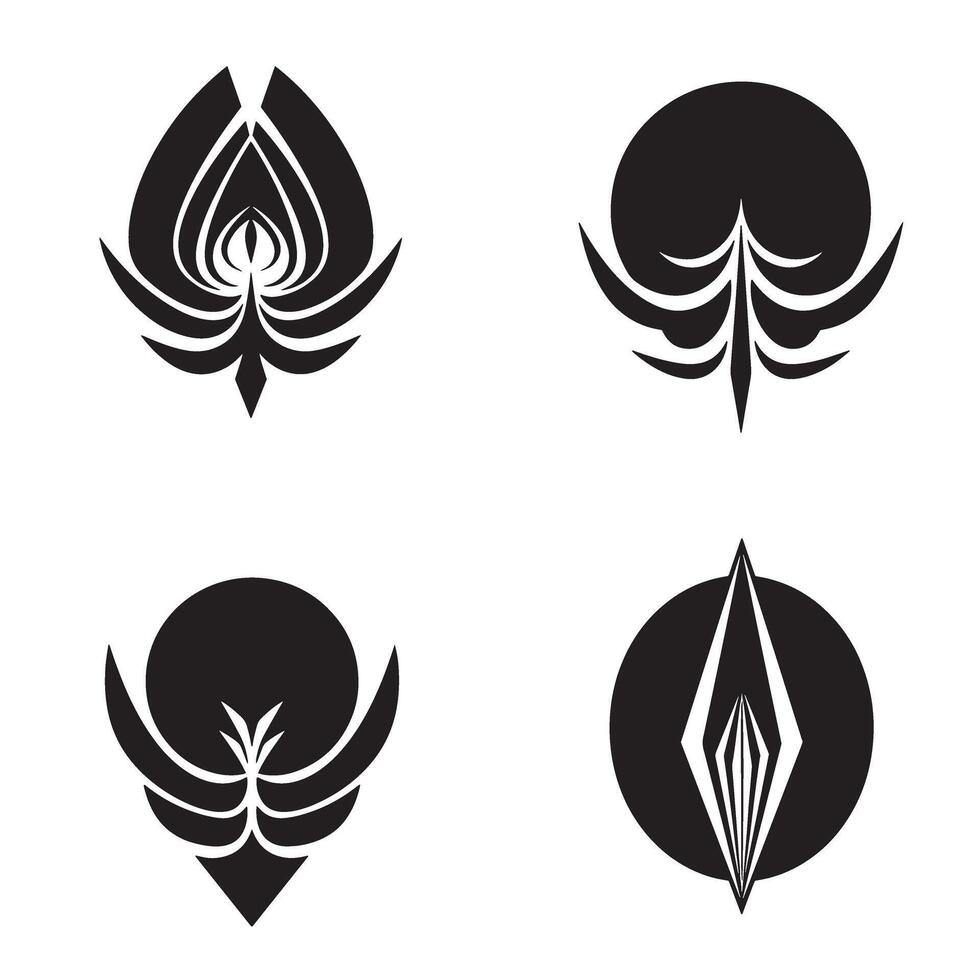 Elegant abstract floral ornamental designs in black color for logo creation and decorative purposes on white background vector